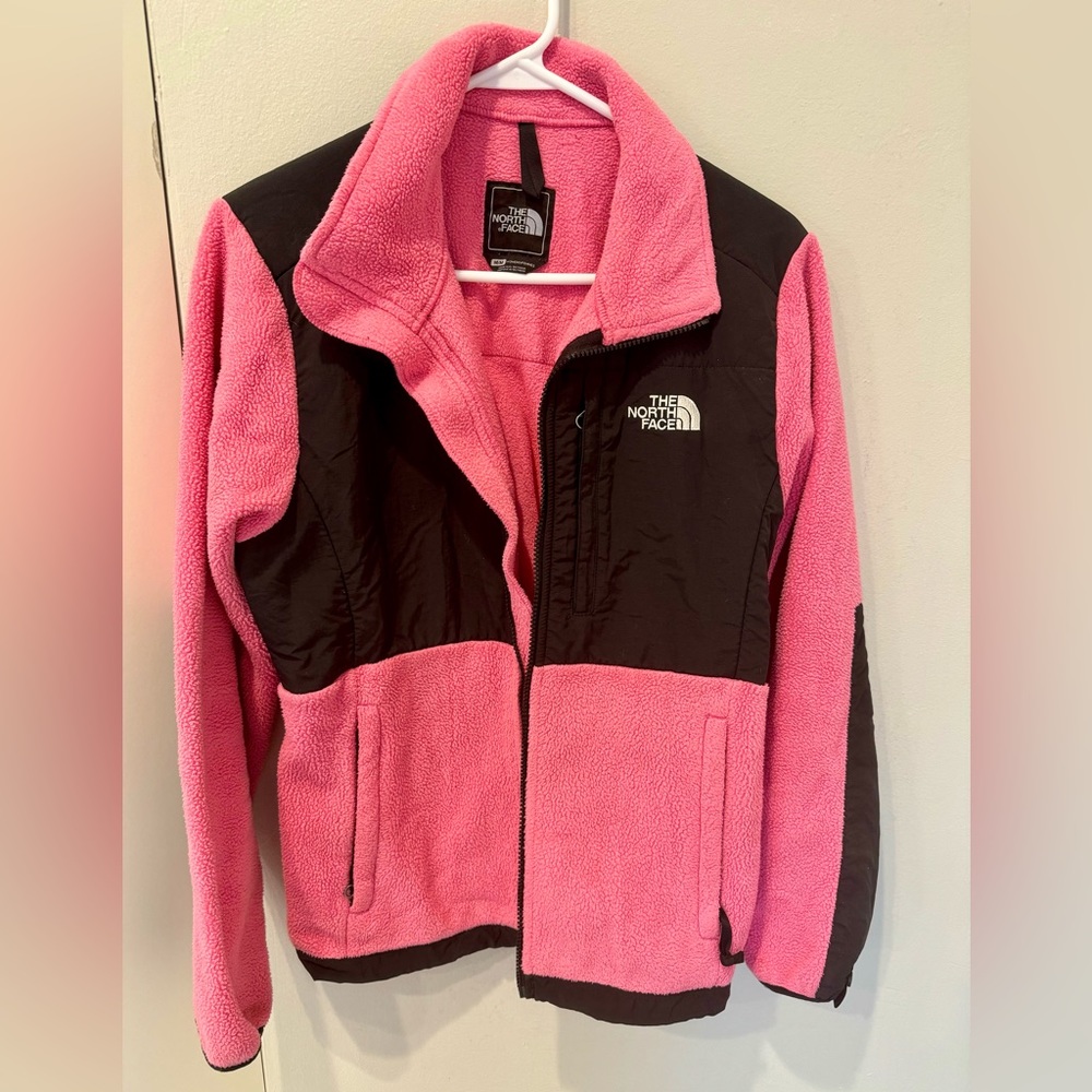 The North Face Women Fleece Jacket Pink Black Zipper Pockets Small